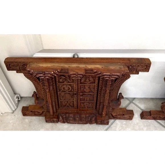 2 Peacock Ankhi Jhyal/Nepalese Antique Architectural Vintage Window/Wooden Frame - Picture 7 of 15